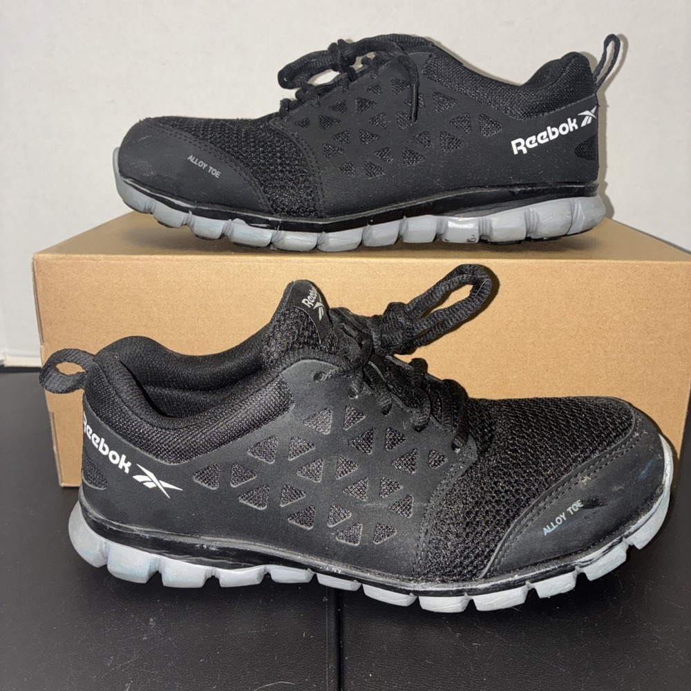 REEBOK Black Sublite Cushion Alloy Toe Work Shoe Men 6.5 Women 8.5